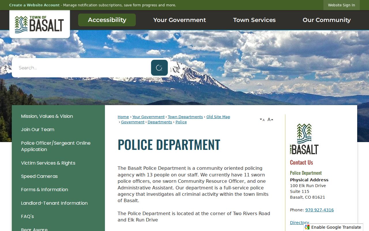 Pitkin County Basalt criminal history police department