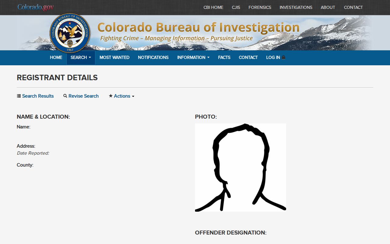 Pitkin County sex offender registry profile layout