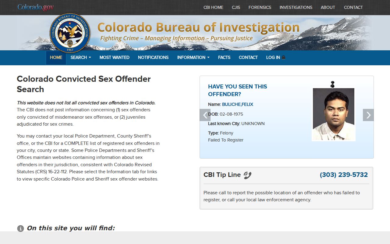 Pitkin County sex offender registry search controls