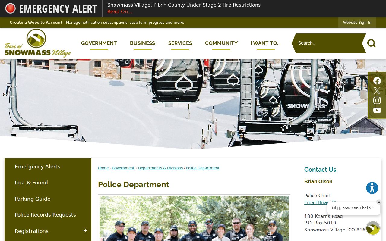Pitkin County Snowmass Village criminal history police department